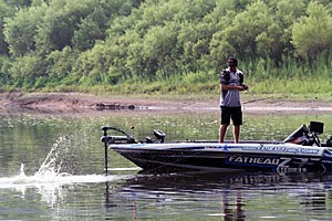 Jacob Wheeler leads the bass fishing tournament at Lake Lanier