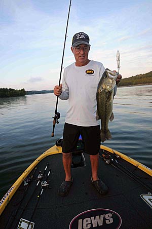 Bass can be caught shallow on topwater lures early in the morning during the late summer/early fall transition period.