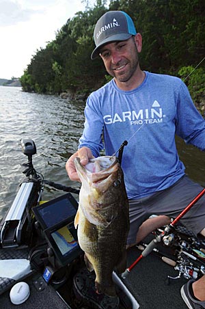 FLW Tour pro Casey Scanlon relies on Garmin Panoptix LiveScope sonar to catch bass he can see moving around on structure or in cover.