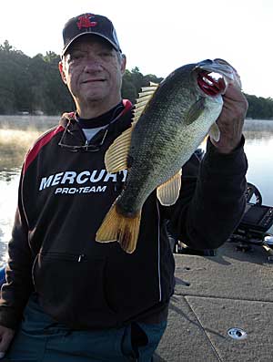 The author with a bass caught on a Neko rig.