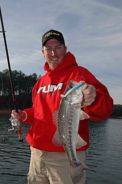 Alabama guide Jimmy Mason often relies on a single paddletail swimbait rather than multiple swimbaits on an Alabama rig to catch wintertime bass.