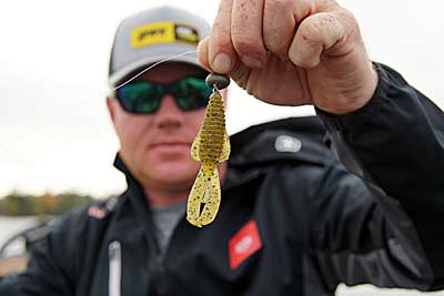 A Strike King Rage Bug is one of the first baits Stracner will use when fishing this way.