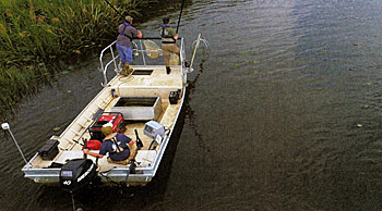 A drone's eye view of electrofishing our subject lake.