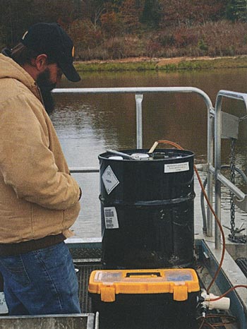 Applying rotenone through a metering device.