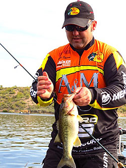 Matt Shura with a fish caught off deep structure at Saguaro Lake.