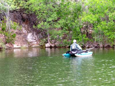 A float tube may be small, but two rods and a small tacklebox are easy for anyone to carry.