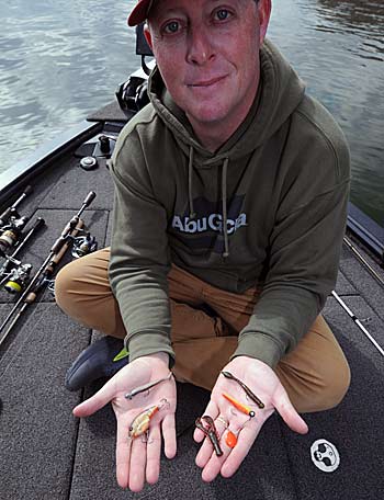 Missouri guide Jack Uxa's simple lures he selects for his inexperienced clients are a swimbait, flat-sided crankbait, Ned rig with either a small worm or craw, and a Beetle Spin.