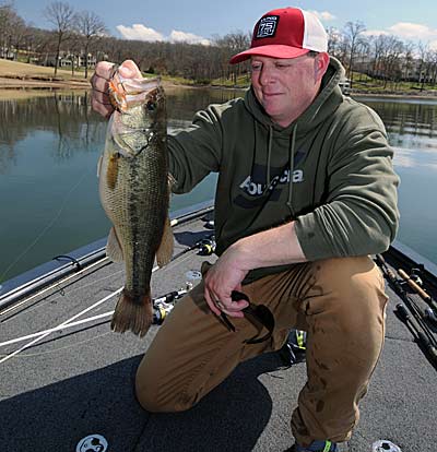 A flat-sided crankbait is an easy lure for guide Jack Uxa’s clients to catch shallow springtime bass. 