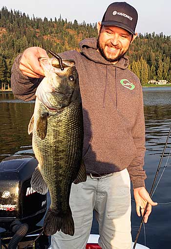 The author with a largemouth that weighed over six pounds on a standard 2.75" Z-Man Finesse TRD.