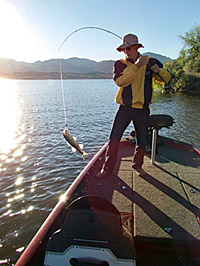 Fishing from a Ranger RT-188 aluminum bass boat.