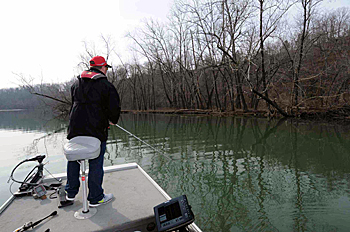 Missouri guide Jack Uxa finds large schools of smallmouth bass in the deeper pools of streams during the wintertime.