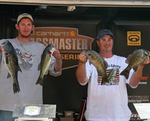 Travis Cox, left, and Justin Witten of Radford University use strategic approach to win on Smith Mountain Lake.