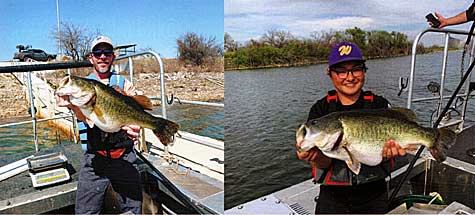 Left: 12-pound Largemouth Bass. Right: Another 12-pound Largemouth Bass.