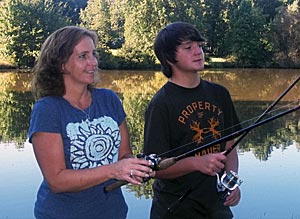 Allyson Tinsley of Pelzer, S.C., trounced thousands of others, including her husband, Tony, to win the 2012 B.A.S.S. Fantasy Fishing Sweepstakes. Her son, Hunter, pictured, and husband will borrow Tinsley’s prize boat for bass fishing tournaments