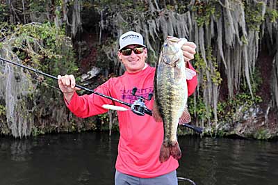 Large topwater baits get big strikes from jumbo spotted bass.