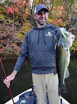 A spinnerbait is one of Casey Scanlon’s favorite lures for fishing along the edges of turnover.