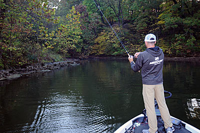 Casey Scanlon keys on the shallows when fishing areas affected by the fall turnover. 