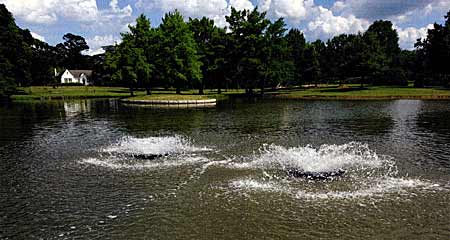 Aerators installed in Eicke's Pond.