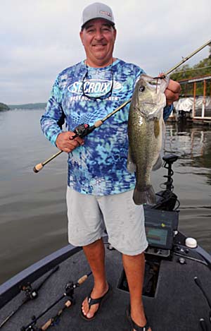 A jig is Dennis Berhorst’s favorite lure for pitching to cover on the upper ends of reservoirs during calm days with bluebird skies. 