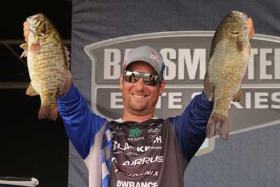 Bassmaster Elite Series angler Austin Felix doesn’t hide from the wind. In the spring, for example, he uses it to locate concentrations of giant smallmouth on the expansive Great Lakes. Photo courtesy of B.A.S.S. / Seigo Saito