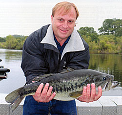 John Jordan with the largest bass of the day, a nine pound beauty.