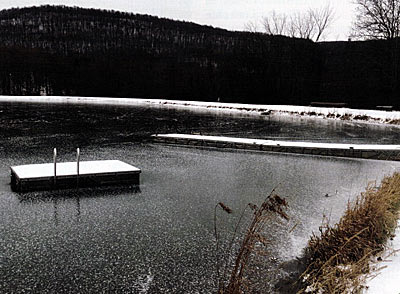 With a fast, big wind, Arctic front early in the fall, we received snow and a fast-freezing pond.