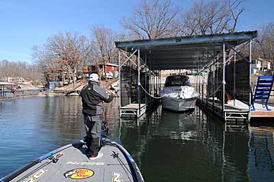 Docks are often overlooked as prime spots for catching wintertime bass. 