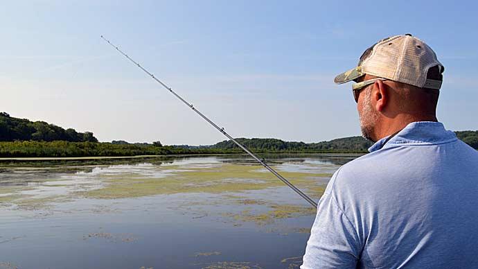 Fishing matted grass