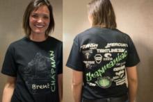 Bobbi Chapman in the Brent Chapman Tackle The Storm shirt. (click to enlarge)