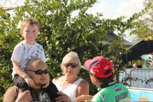 Seeing his grandson after weigh-in was the highlight of Shaw Grigsby’s day.